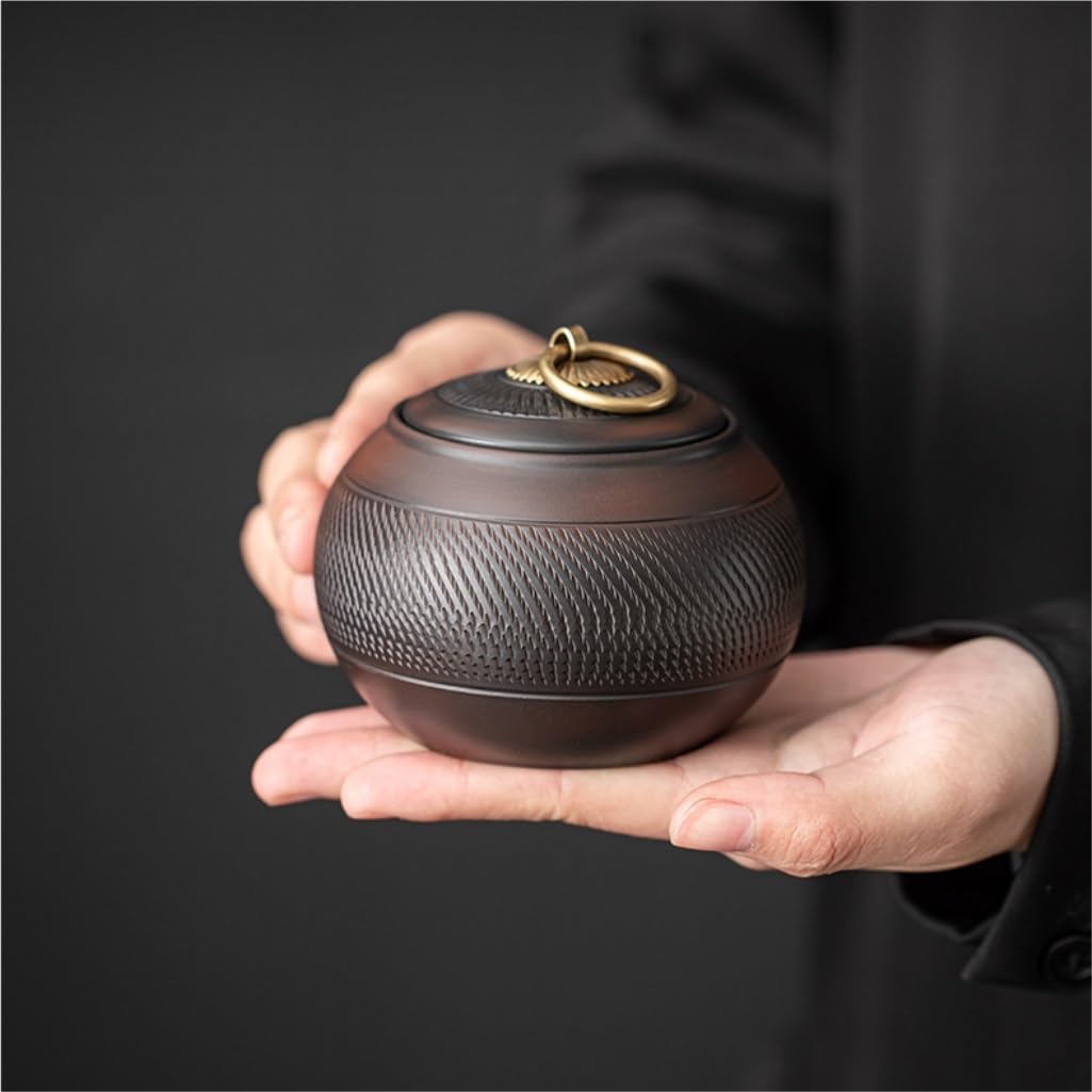 LAPADULA Pojemnik na herbatę fioletowy ceramika mały skaczący nóż słoik do przechowywania herbaty retro ceramiczny słoik do przechowywania herbaty czarna herbata zamknięty słoik magazyn herbaty słoik