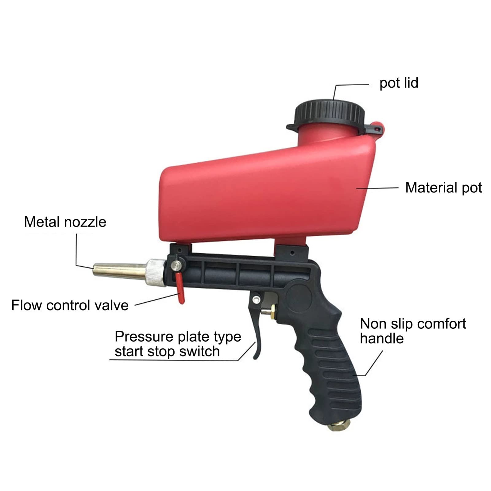 Zandblaster Anti-roest Sandblaster, Handheld Pneumatische Zandstraalmachine Sproeier Zandstraalmachine, Instelbaar Debiet (Color : Orange
