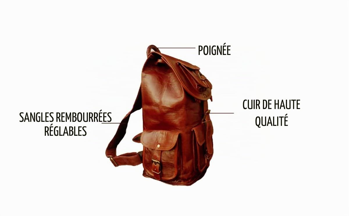 Jaald 46 Cm Sac À Dos D’Épauleen Cuir pour Ordinateur Imperméabe Rucksack Daypack Voyage Cabine Grand Cadeau Homme Et Femme Leather Laptop Backpack