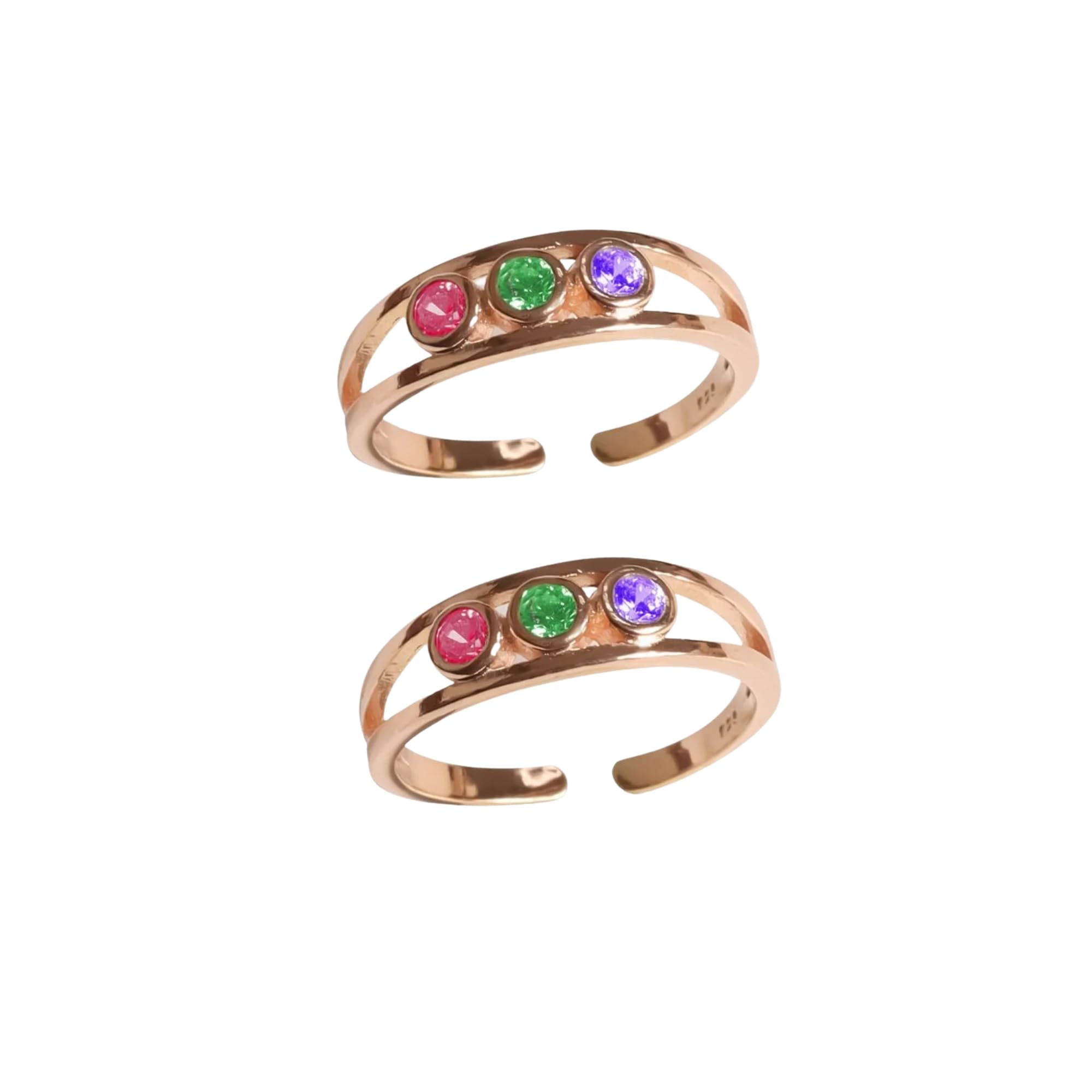 925 Silver Multicolor Elegance Toe Ring for Women-image-48