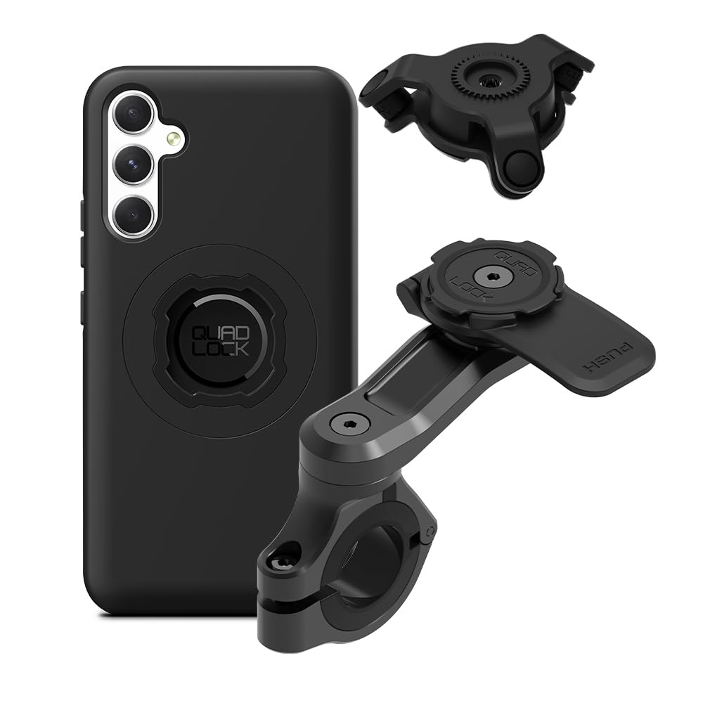 Quad Lock Motorcycle Handlebar Mount PRO Kit with Vibration Dampener and MAG Phone Case for Samsung Galaxy A34