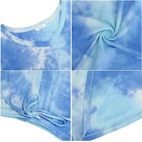 Image of Joyaria Cooling Pajamas Bamboo Viscose Women Short Sleeve V Neck PJ Shorts Set
