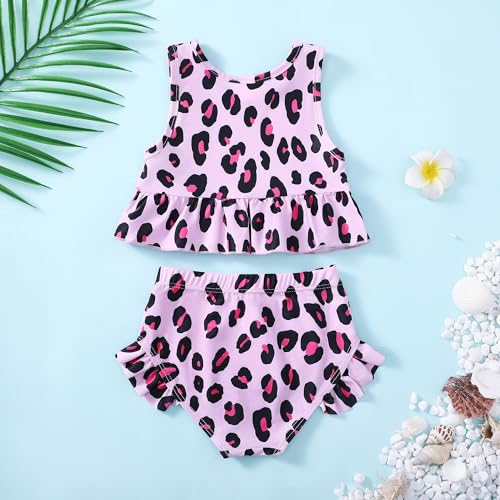 Image of Baby Swimsuit Girl Two Piece Bathing Suit Toddler Girls Summer Beach Ruffle Tankini Swimwear 1-7Y