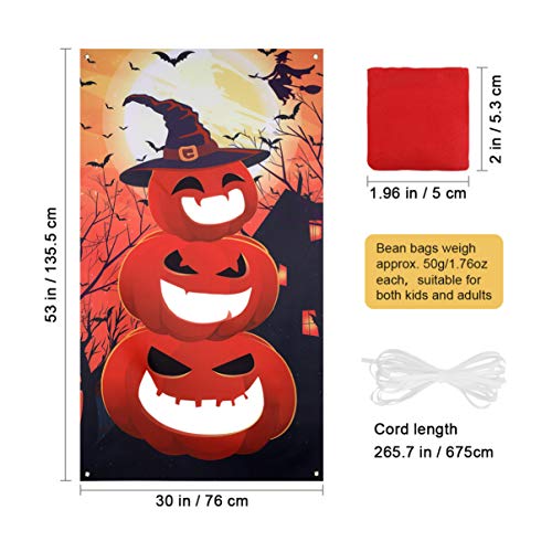 CLISPEED Halloween zitzak gooien spel kit pompoen banner met 3 zitzakken, Halloween party spellen indoor outdoor plezier - Image 6