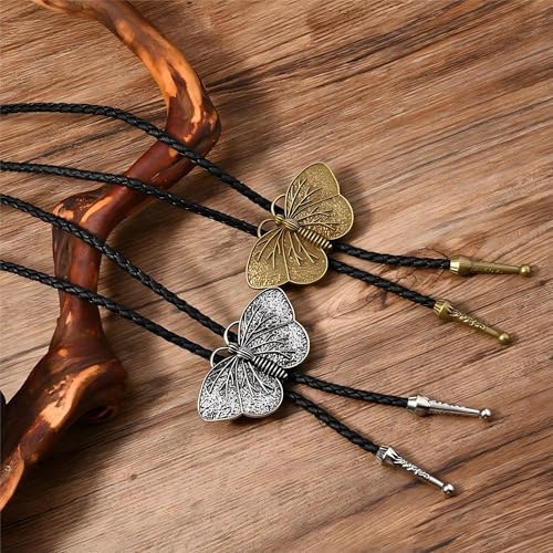 Image of Joxevyia Bolo Tie for Men Vintage Cow Skull Leather Rope Western Cowboy Necktie Vintage Bola Tie Gift for Him