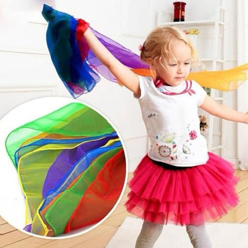 10pcs Silk Dance Scarves Educational Colorful Juggling Scarves Scarves for Kids Imagination Development3
