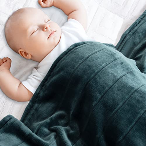 Image of Bertte Plush Baby Blanket Swaddle Receiving Blankets Super Soft Warm Lightweight Breathable Unisex for Infant Toddler Crib Stroller, 40"x 50", Forest Green