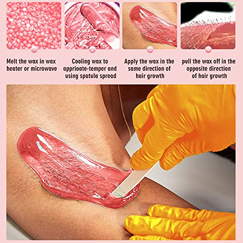Image of ENORA Brazilian Stripless Wax Beans for Women (800g) | With Wooden Spatula | Natural | For Face, Chin, Hairline, Bikini Area & Full Body Hair Removal (800 Gram, Rose Pink)