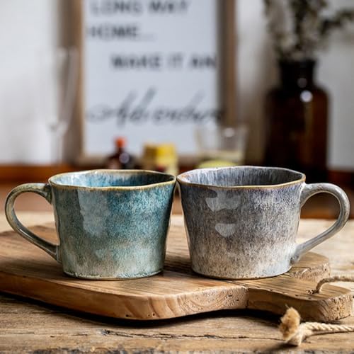 Ceraozmus Kaffeetasse 350ml Zweiteiliges Set, Retro Teetasse...