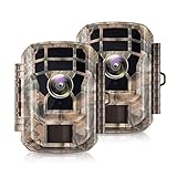 NEXCAM Lot de 2 Mini Camera de Chasse 16MP 1080P, Caméra Chasse Infrarouge 120° Grand Angle PIR, Caméra de Chasse Nocturne avec Écran LCD de 2,0 Pouces Portée IP56 Étanche pour Animaux Sauvages