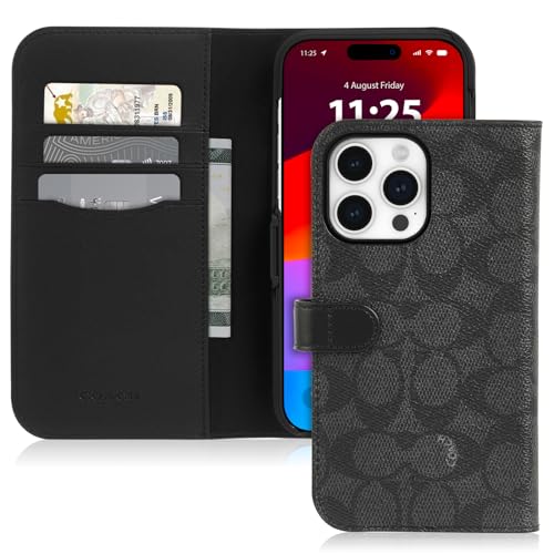 Coach Wallet Folio iPhone 15 Pro Case, Compatible with MagSafe - Signature Charcoal - image 1