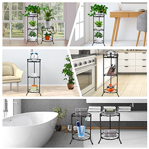 Thkful 3 Tier Tall Metal Plant Stand For Indoor Outdoor Plants, 31" Potted Plant Stand Corner Flower Pot Stands, Rustproof Iron Multiple Plant Display Rack Shelf For Patio Balcony Garden #TOP3