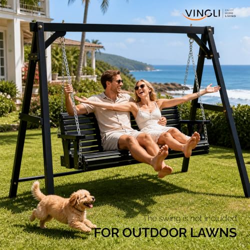 Image of VINGLI 6.9FT Wooden Porch Swing Frame for 5FT Swing, Black