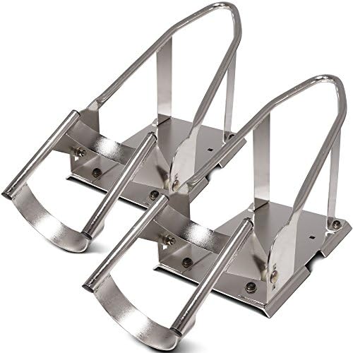 Titan Ramps Pair of 3 Position Adjustable Chrome Motorcycle Wheel Chocks Stand Truck Trailer