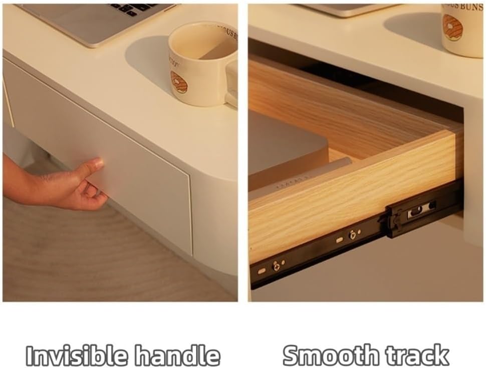 Floating Vanity Makeup Table, Wall-Mounted Dressing Table with Drawers, Modern Storage Cabinet, Floating Corner Desk and Nightstand for Bedroom, Space-Saving Design