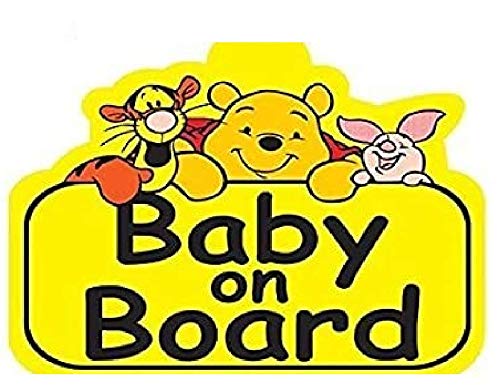 Image of 2 PCS Baby on Board, Reflective 3M – 5 Inch Bear Cartoon Sticker Decal for Laptop, Car, Window, Truck, Bumper – Safety Sign for Parents