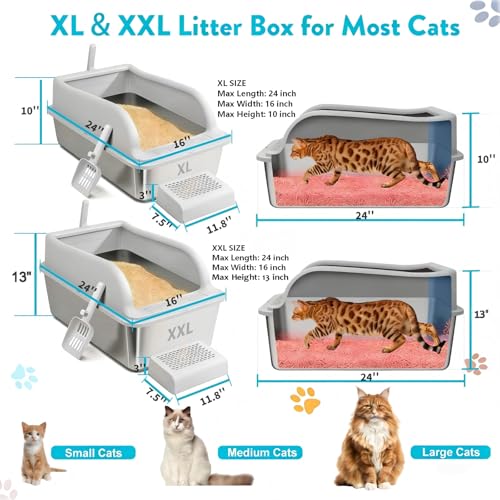Arenero para gato XL acero inoxidable con tapa y accesorios 2 unidades miniatura 2