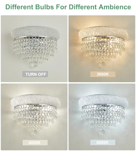 Image of 2-Lights Crystal Icicle Prisms Drops Wall Sconce Light for Living Room Dining Room Bathroom Vanity Mirrors Hallway Bedroom Closet Stairway (Chrome)