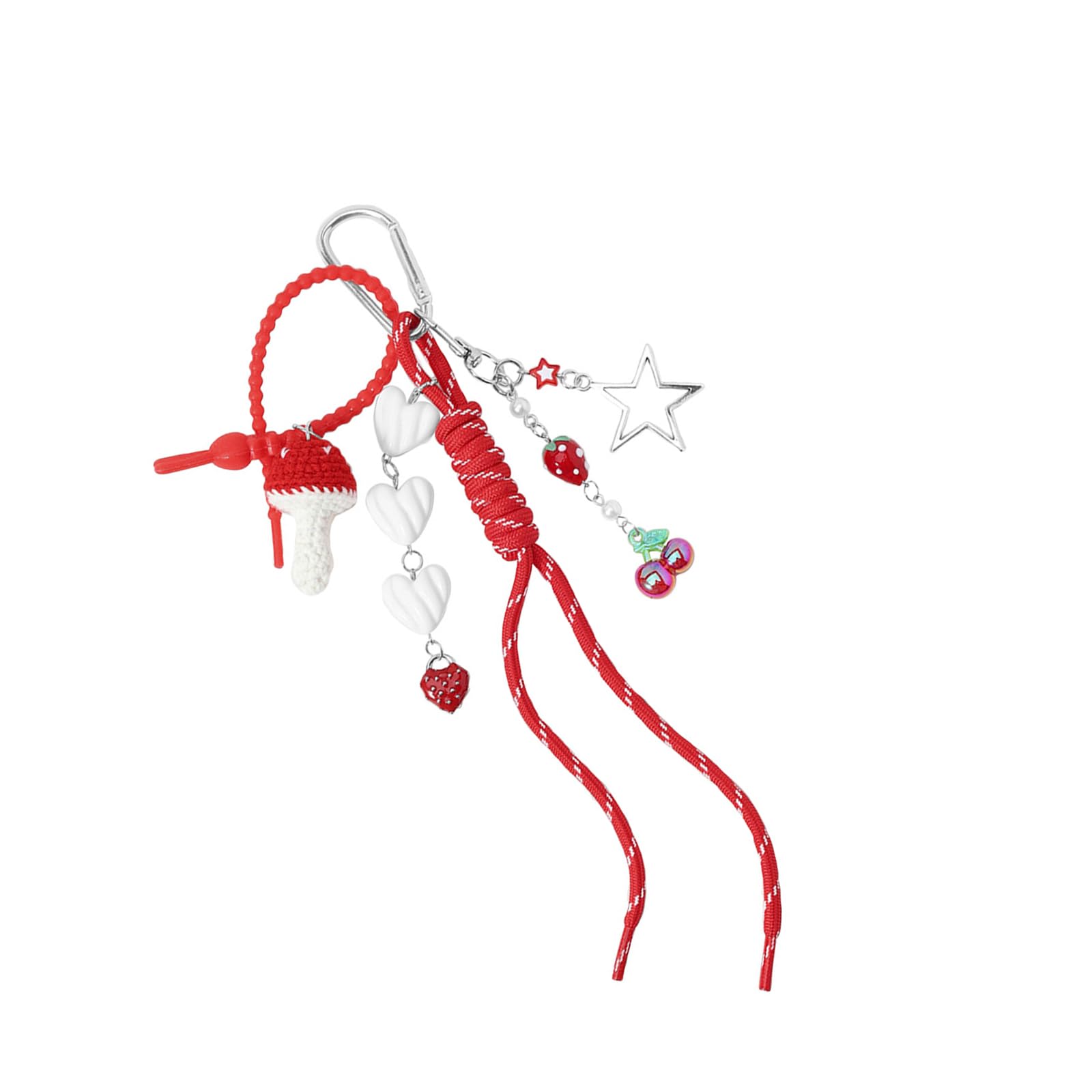 Baodss Handmade Strawberry Mushroom Keychain Alloy Charm For Bag Backpack Purse Accessories