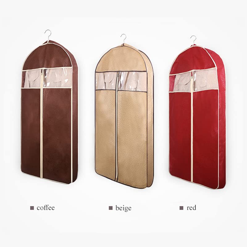 Funda for vestido de novia, funda for armario, for ropa con cremallera, bolsa for ventana transparente, protectora for abrigos(Brown,60 X 128cm)