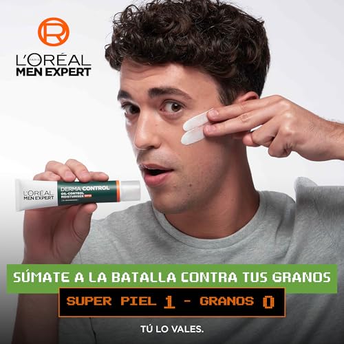 Miniatura 2 de L'ORÉAL Paris Men Expert Derma Control Oil-Control Crema Hidratante Facial SPF30 Con Niacinamida, para Hombre con Piel Grasa y Tendencia Acneica. Reduce las Manchas y Marcas Post Acné. (Paquete de 2)
