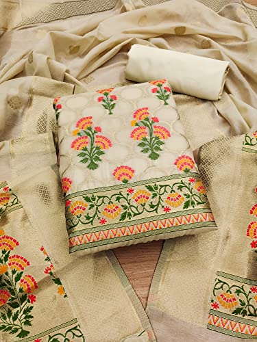 Image of Pandadi Women's Cotton Jacquard Unstitched Salwar Suit Dress Material