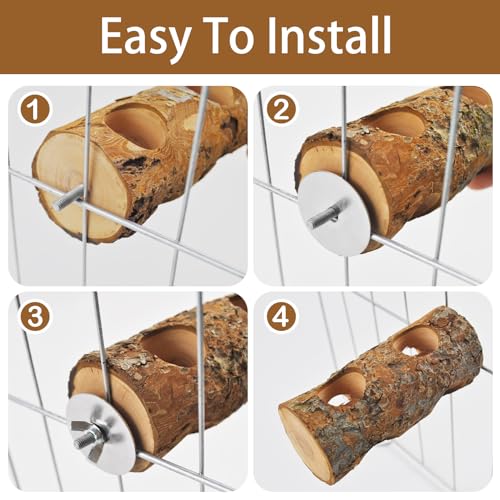 Image of Bird Wooden Block Chewing Toy Parrot Beak Grinding Toys Wood Birds Cage Foraging Training Toy with Bird Perch for Parakeet Cockatiel Lovebird Budgie