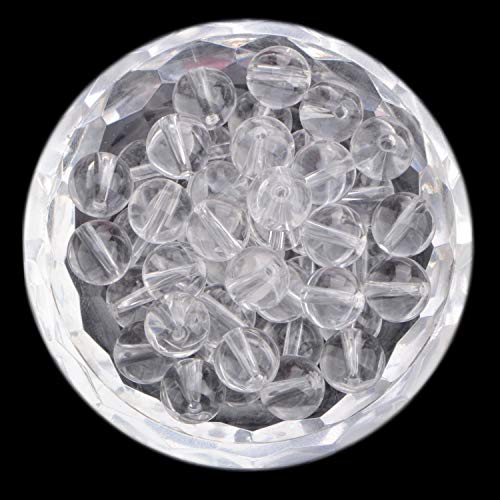 Image of 80Pcs Natural Crystal Beads Stone Gemstone Round Loose Energy Healing Beads with Free Crystal Stretch Cord for Jewelry Making (Clear Crystal, 10mm)