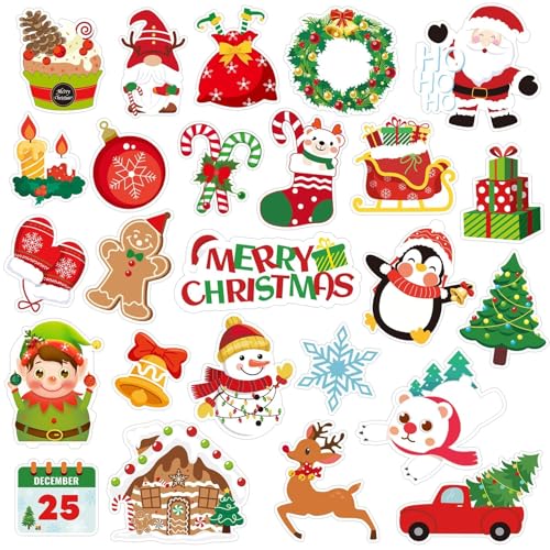 MARFOREVER 50 Pcs Christmas Window Gel Clings Stickers Party Decorations