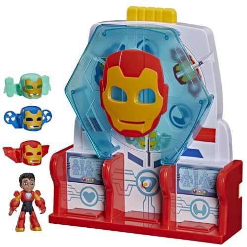 Marvel Iron Man et Ses Amis Extraordinaires Salle des armures, Figurine de 7,5 cm et Accessoires, Jouets de Super-héros, dès 3 Ans