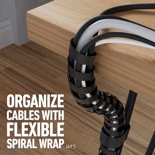 Kit Organizador de Cables para Escritorio D-Line – Bandeja Porta Cable para Gestión Bajo Escritorio con Envoltura en Espiral, Banda y Clips para Cables – Fácil de Instalar, Reduce Desorden, Mejora Apariencia miniatura 5