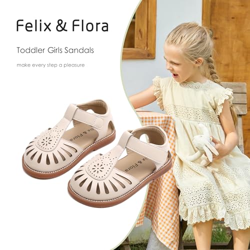 Image of Felix & Flora Toddler Girls Sandals Soft Rubber Princess Flat Shoes Flower Girl Shoes