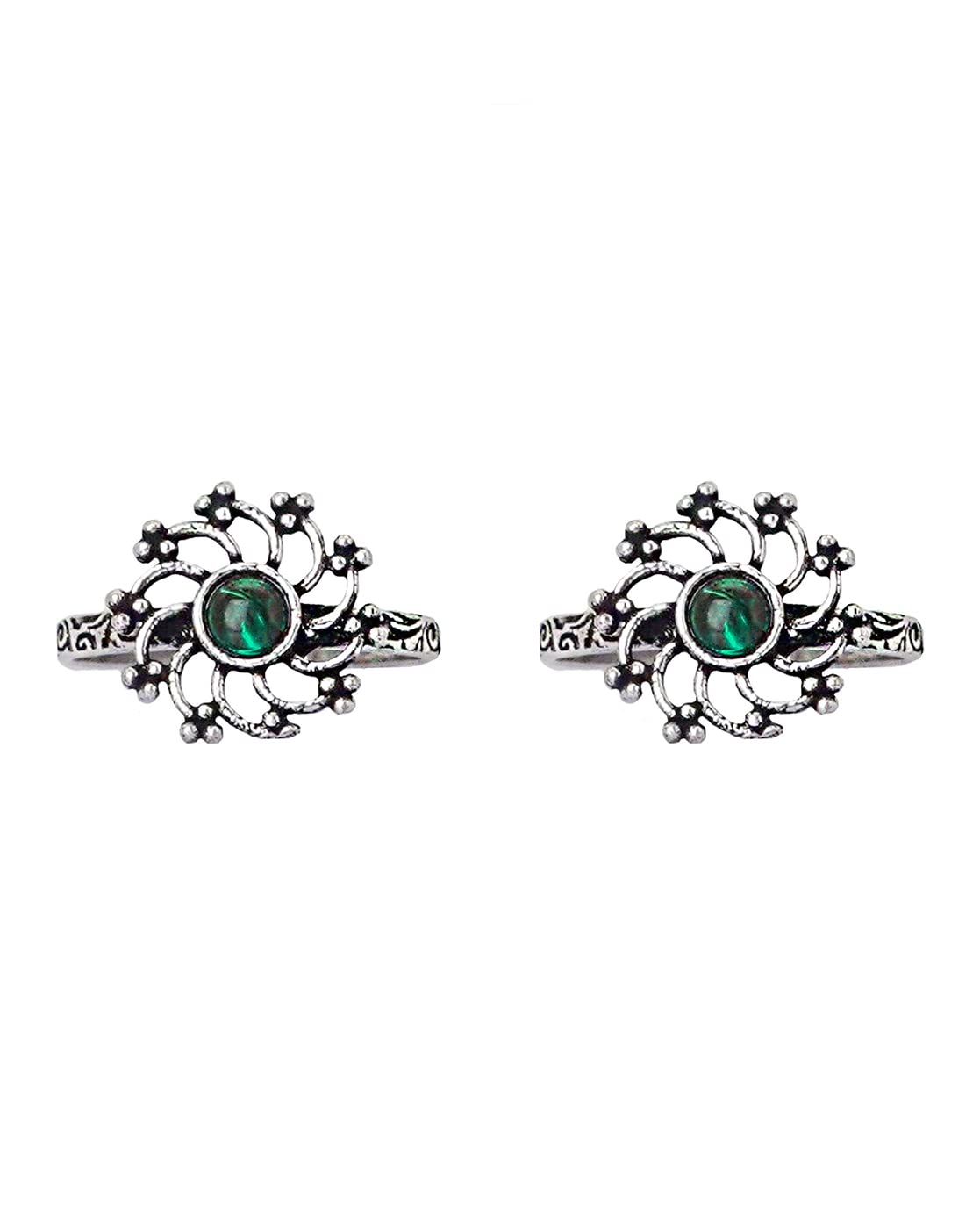 TEEJH Dhrishya Green Stone Silver Oxidised Toe Rings for Women (B09J53GXQC) Amazon Price History, Amazon Price Tracker