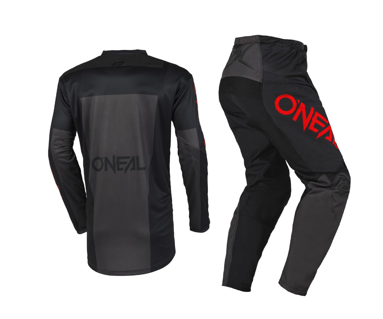 O'NEAL 2025 Element Racewear Jersey Adult Motocross Offroad Gear Combo (Black/Gray/Red,Large/34)