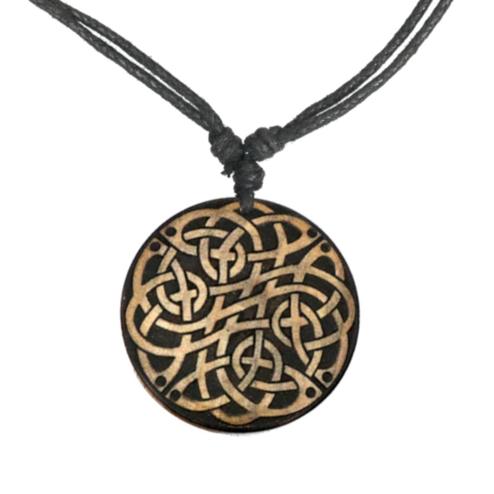 Collana Unisex In Legno CHICNET Con Ciondolo Pesce Inciso E Perla Turchese - Regolabile In Cotone, Stile Etnico Naturale