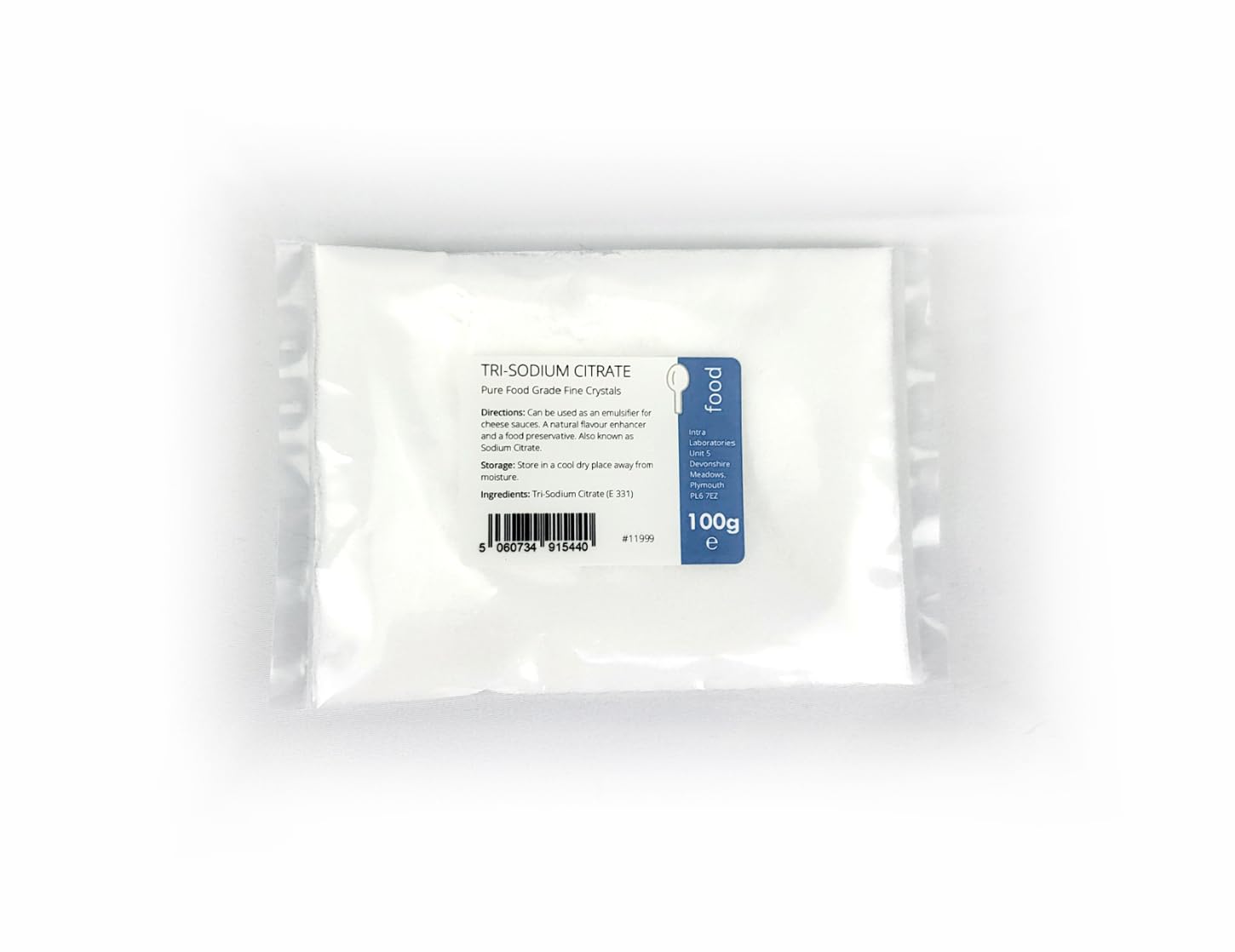 Intralabs Sodium Citrate 100g - Salt Buffer, Vegan, Preservatitve, Gluten Free, GMO Free - Premium Quality TriSodium Citrate