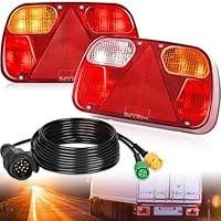 Warmfay Anhänger Rückleuchten, 12V Universal Rückleuchten Set Anhänger 13 Polig Stecker 5M Kabelsatz, PKW LKW Beleuchtung mit E11-Zertifiziert für Straßenverkehr Zugelassen