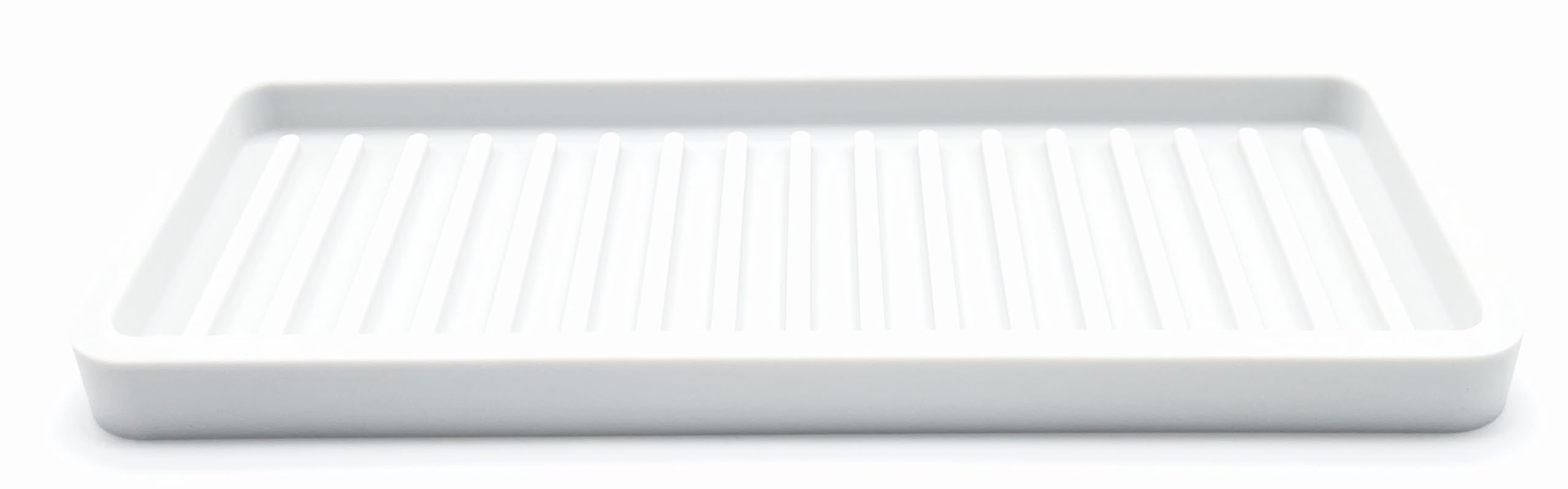 Happitasa Silicone Kitchen Sink Organizer Tray, Sponge Holder and Countertop Protector | Bathroom and Kitchen Soap Dish and Dispenser Tray (White, 9"