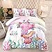 CVHOUSE Axolotl Comforter Set Twin Size,Cartoon Axolotl Bedding Set for Kids,Cute Axolotl Quilt Set Axolotl Duvet Set Kids Bedroom Decor 3 Pieces