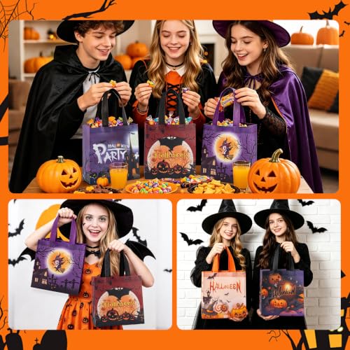 24 Pcs Halloween Trick or Treat Bags, 12 Designs Gift Bags with Handles, Reusable Non-Woven Halloween Tote Bags,Perfect for Halloween Gifts Wrap,Candy Goodie Packs,Party Favor Supplies,7.9"×7.9"×3.15" - image 7