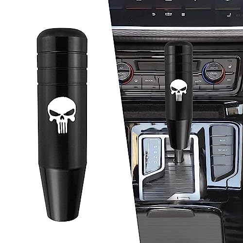 GKmow Pack-1 Gear Stick Shifter Knobs, Skull Aluminum Alloy Weighted Gear Lever, Metal Stick Shifter Handle for Most Automatic Manual Vehicle (Black)