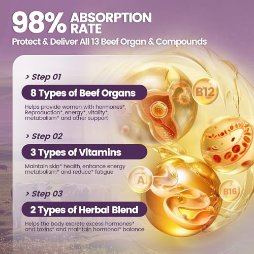 Image of VivoNu Beef Organ Supplement for Women, 400 Day Supply, 11000mg per Serving Beef Organs with Bovine Liver, Ovary, Uterus, Kidney, Heart, Bone & More, 100% Grass Fed, Balance Hormones, Energy
