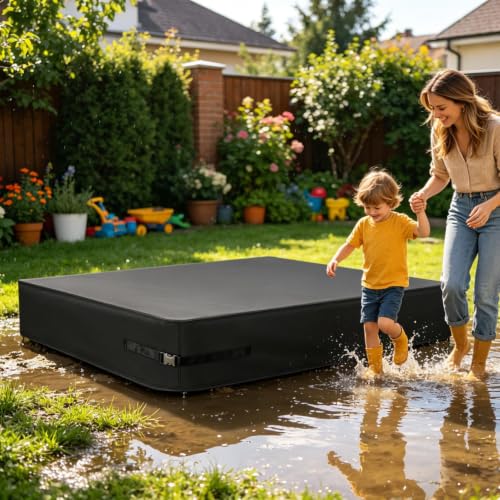 Cubierta impermeable para arenero, piscina y zona de juegos cuadrada de exterior 2