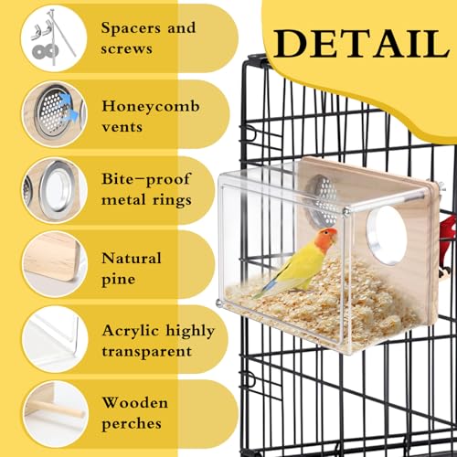 Nichoir cage oiseaux transparent en PET rectangulaire pour observer la nidification des canaris - 4