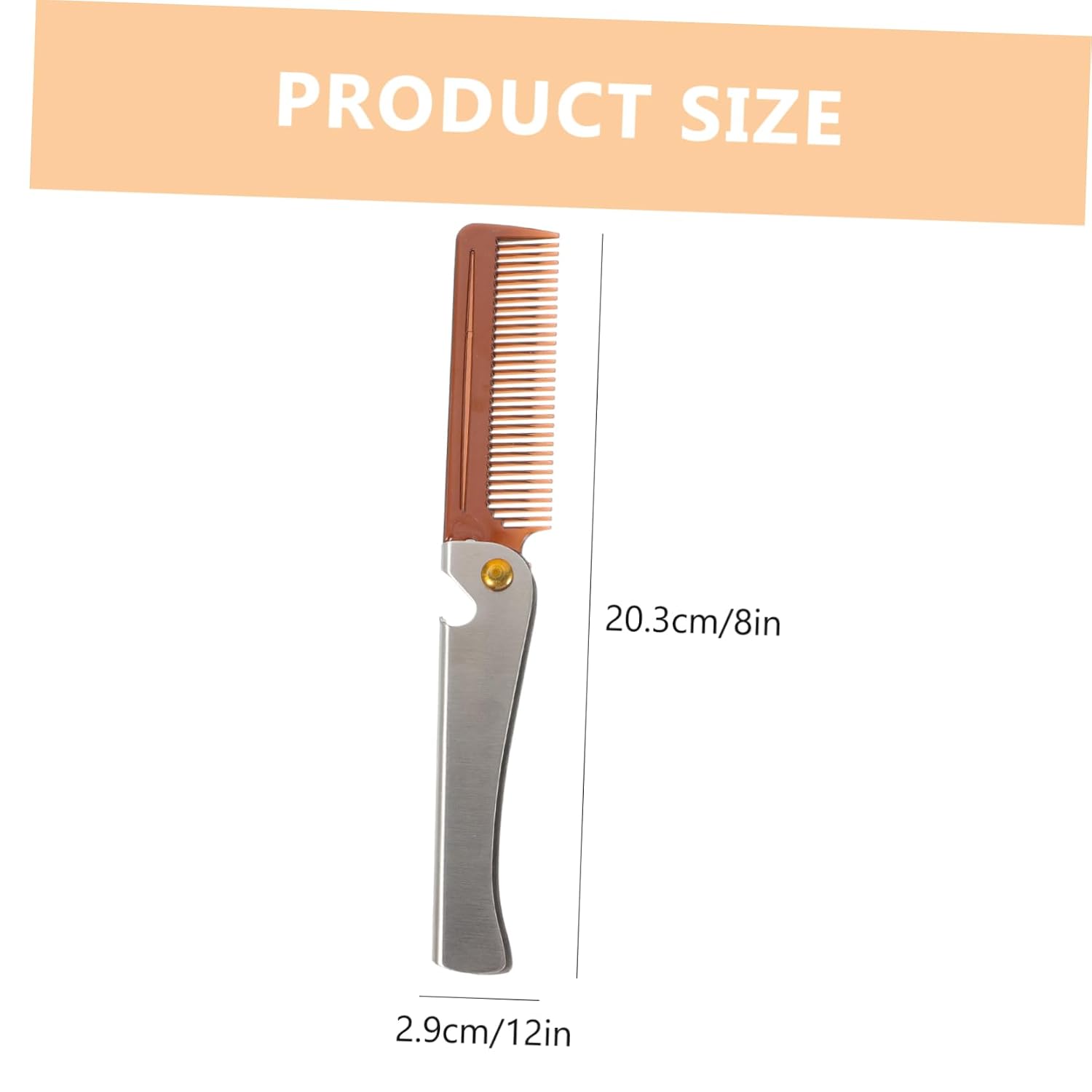 Stainless Steel Beard Styling Comb for Men, Foldable Travel Tool