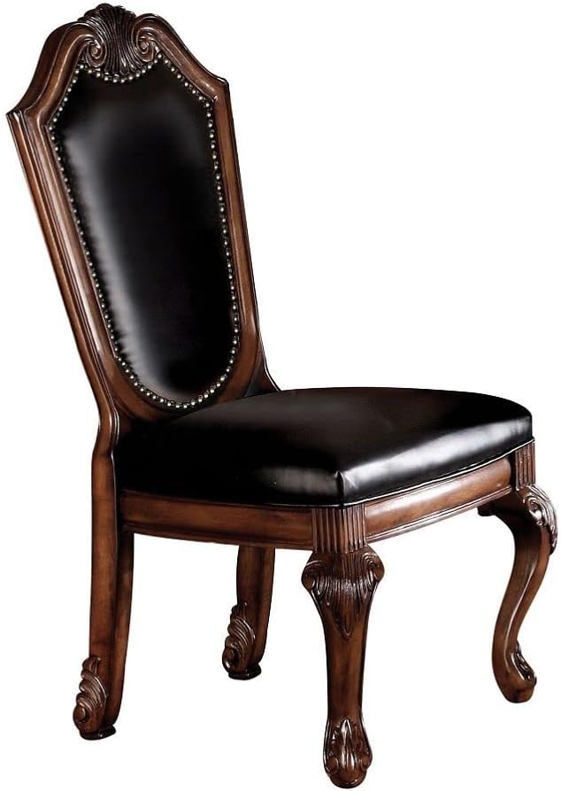 7-Piece Dining Kitchen Set with Dining Extendable Table, 4 Side Chairs and 2 Arm Chairs, Set for 6 Persons, Cherry (A)