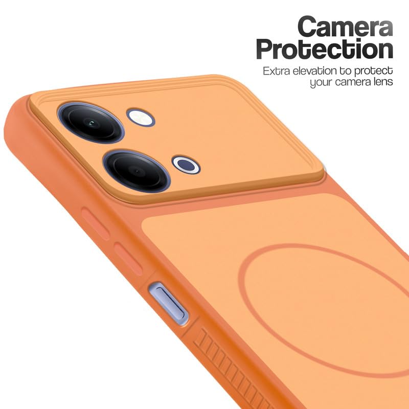 Image of Mr. Case Back Cover for Vivo Y11 5G | Ring Design Protective Case with Camera Cut Protection | Anti Slip Grip | Shockproof Mobile Cover - Orange