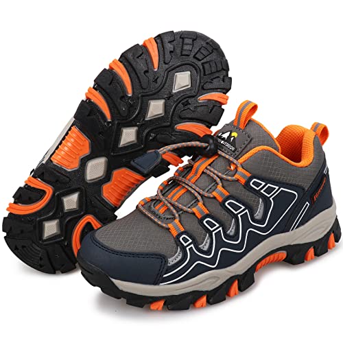 UOVO Boys Hiking Shoes Kids Waterproof Running Trail Fashion Sneakers Breathable Lightweight Outdoor Walking Athletic Navy Orange,7.5 by UOVO - Image 6