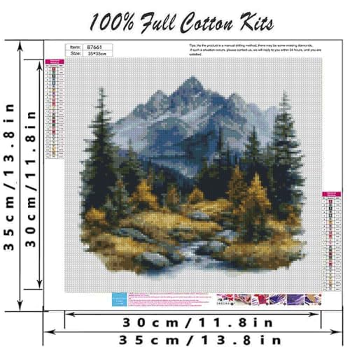 Image of Scenery Cross Stitch Kits for Adults Beginner,Counted Cross Stitch Kits Printed Stitching Cute Patterns Dimensions Needlepoint Art Crafts Embroidery Kits for Adults Beginners (13.7x13.7 inch)
