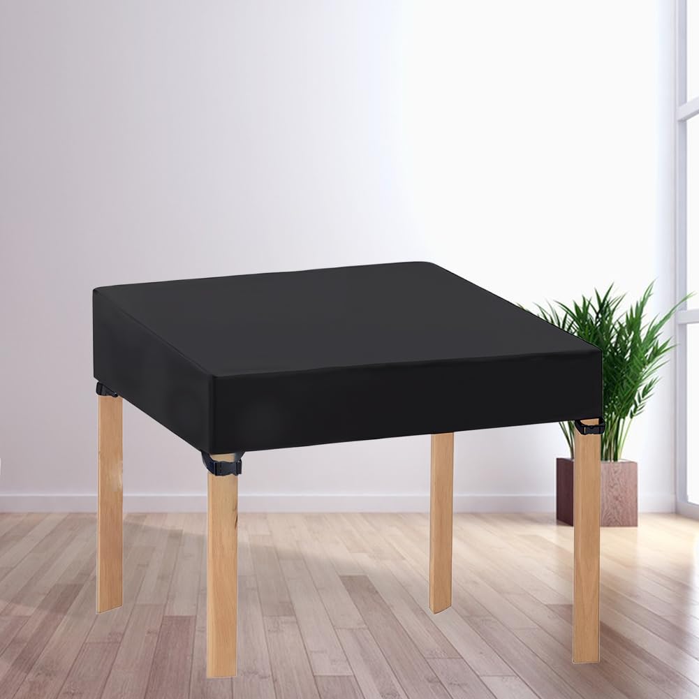 GORGECRAFT Copritavolo Quadrato da 112 * 112 * 10cm Copritavolo Elastico Nero Adatto per Tavoli Pieghevoli da 4 Piedi Copritavolo Antivento per Tavoli da Campeggio Banchetti Sala da Pranzo Giardino